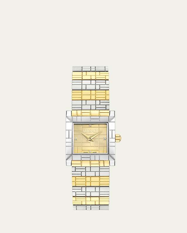 22mm Versace Mosaic Watch with Bracelet Strap, Two Tone